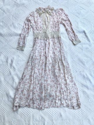 Vintage 1930s 1940s Twynsette Pink Floral Piegnoir Nightgown Dress