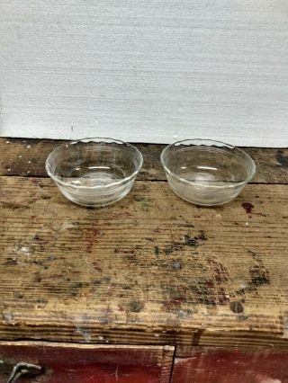 2 Pyrex 465 Clear Glass Custard Bowls Scalloped 3 Band 16 Oz 1 Pint (3 Avail) 26