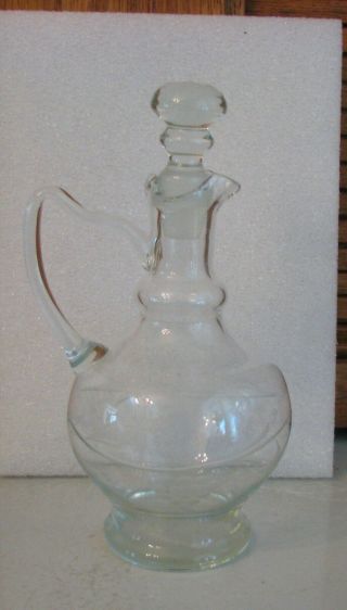 Princess House 10.  5 " Tall Clear Crystal Wine Carafe Decanter W Stopper Grapes