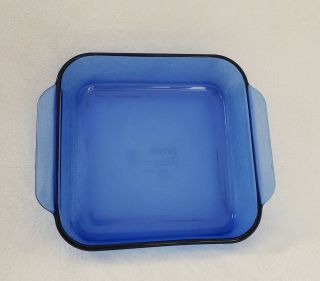 Vintage Cobalt Blue 222 - R Pyrex 8x8x2 Square Casserole Baking Serving Dish Usa