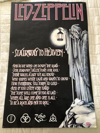 Led Zeppelin Stairway To Heaven Vintage 2002 Lyrics Poster 22.  25 X 34.  75 Bravado