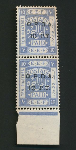 Palestine Stamps 1918 - 1924 Opda 10p Ulramarine Surch Pair Mlh Vf