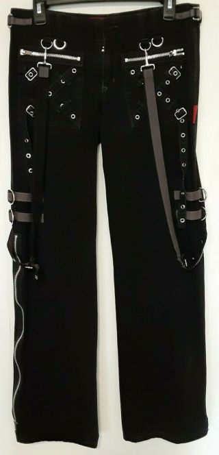 Womens Vintage Tripp Black Gothic Style Pants With Suspenders Size 5