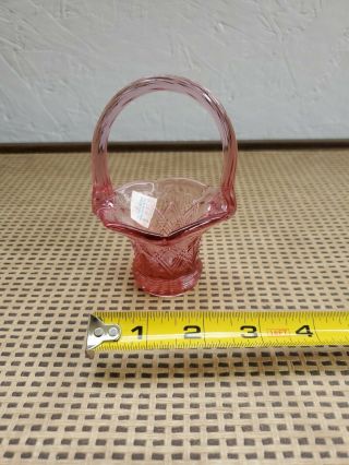 Fenton Art Glass Dusty Rose Pink Diamond Miniature Basket 6558