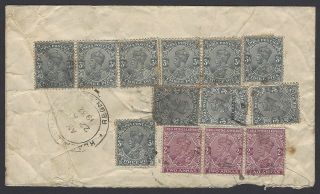 India Patala State Kgv 3p On Registered Cover To Malaya With 12 India Stamps