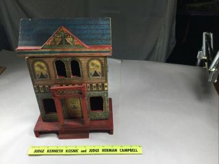 Antique R.  Bliss Wooden Dollhouse Lithograph Wood Doll House 2 Story