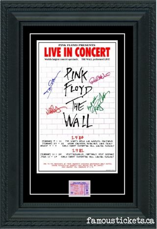 Pink Floyd " The Wall " Tour Concert Poster & Ticket Set Ready To Frame Signatures