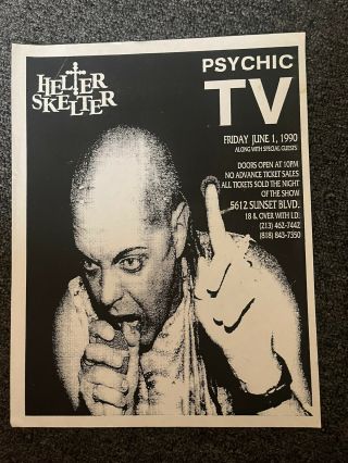 Rare 1990 Psychic Tv Helter Skelter Punk Industrial Flyer Topi Genesis P - Orridge