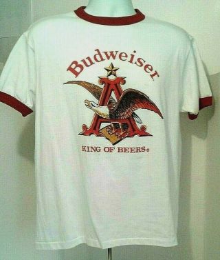 Vintage Xl Budweiser Beer Baseball T Shirt King Of Beers Eagle Anheuser Busch