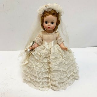 Rare Vintage 1964 8 " Bkw Madame Alexander Bride Doll With Layered Lace Dress