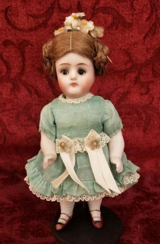 Antique German Kestner All Bisque Miniature Doll Mold 130 Brown Sleep Eyes 5 "