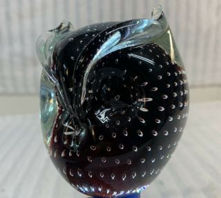 Vintage " Pilgrim " Ruby Red Glass Owl Paperweight With Controlled Bubbles