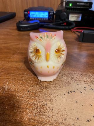 Vintage Fenton Pink Glass Sitting Owl 3 " Tall