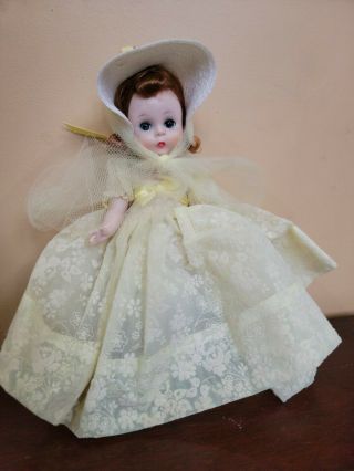 Cute Vintage Madame Alexander - Kins Doll In Adoreable Dress/hat/side Snap Shoes