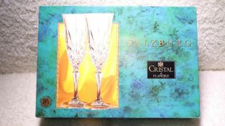 Cristal De Flandre Salzburg Set Of 4 Stem Glasses 5 3/4 Oz.  24 Lead Crystal