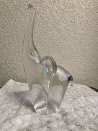 Rare Vintage Murano Art Glass Elephant Animal Clear 8.  5in Tall Figurine