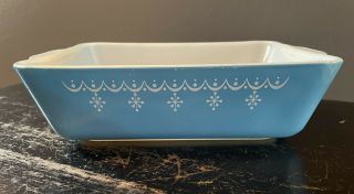 Pyrex 503 Blue Snowflake Garland Refrigerator Dish 1.  5 Quart No Lid.
