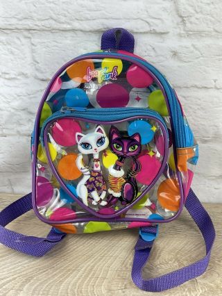 Vtg Lisa Frank Roxie & Rollie Siamese Cats Mini Backpack Clear Vinyl