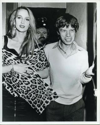 The Rolling Stones Mick Jagger Jerry Hall Vintage Press Agency Stamped Photo
