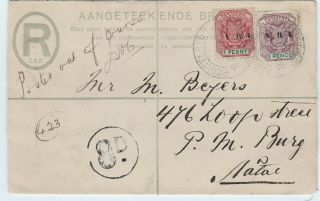 1902 Transvaal 4d (eri Op) Regtd Env,  1d,  3d To Natal,  Posted Out Of Course.  8d