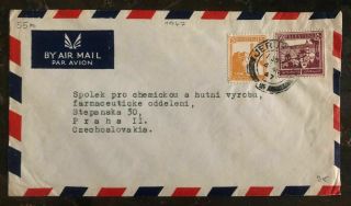 1947 Jerusalem Palestine Airmail Cover To Prague Czechoslovakia