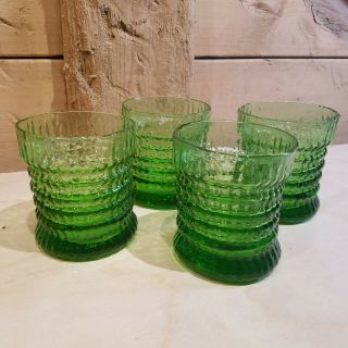 Cascade By Seneca 2 Glasses Cups Handblown Lead Crystal Green 3.  25 " - Swanky Barn