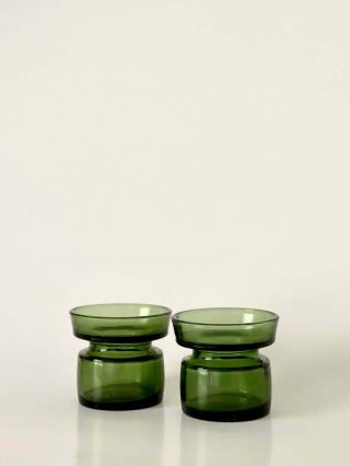 Dansk Vintage Mid - Century Modern Green Glass Votive Tealight Holder Candleholder