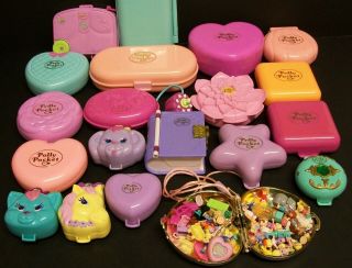 Vintage Polly Pocket - Bundle Of Compacts And Figures,  All Bluebird.