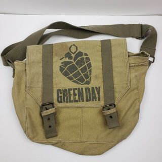Green Day American Idiot 2006 Green Messenger Bag/satchel Small Hole In Bottom