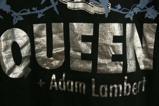 Queen Adam Lambert Concert Tour T - Shirt Large Foil Print 3
