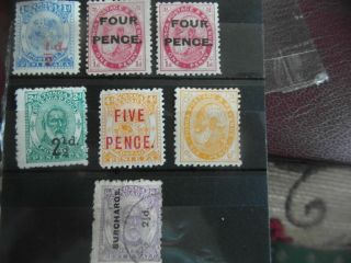 Stamps : Toga (tonga) South Pacific 1891 - 1894 Defs.  Incl.  Surcharges (6) Cv£77.  5o