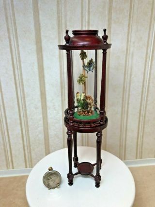Dollhouse Miniature Victorian Bespaq Mahogany Glass Butterfly Terrarium 1:12