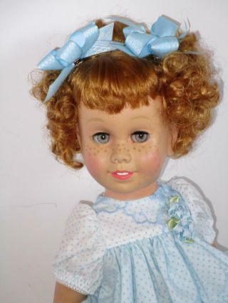 Restored Mattel Chatty Cathy Blonde Bob Light Blue Dotted Swiss Dress Set Talks