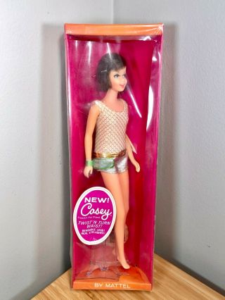 1967 Vintage Barbie Casey Doll Tnt Twist N Turn 1180 Brunette Nrfb Nib Francie