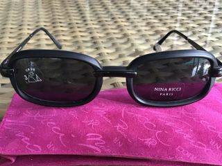 Vintage Nina Ricci Paris Women’s Sunglasses Nr 3087 Blue Lens Black Frame