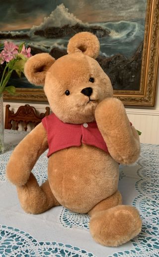 R John Wright Classic Pooh Mohair Bear Life Size 18 " Signed Ltd Edition W/tag 