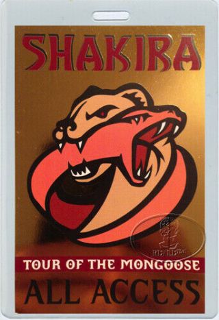 Shakira 2002 - 03 Tour Of The Mongoose Laminated Backstage Pass The Voice