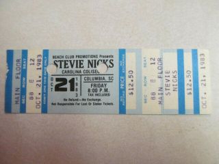 Stevie Nicks Concert Ticket 10.  21.  1983 Wild Heart Tour Fleetwood Mac Collectible