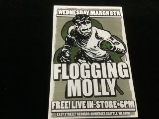 Vintage Flogging Molly Live In Store Easy Street Records Poster 11 " X 17 "