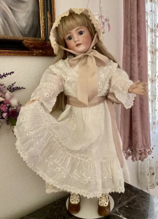 Exquisite Antique Irish Lace Silk Dress/slip/hat For 32 " 34 " French German Doll