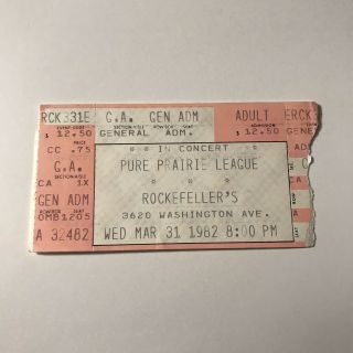 Pure Prairie League Rockefellers Houston Concert Ticket Stub Vintage March 1982