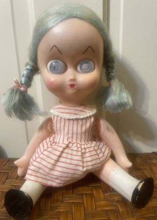 Vintage A.  D.  Sutton & Sons Doll Dedo Big Blue Moving Eyes Hong Kong 50’s - 60’s