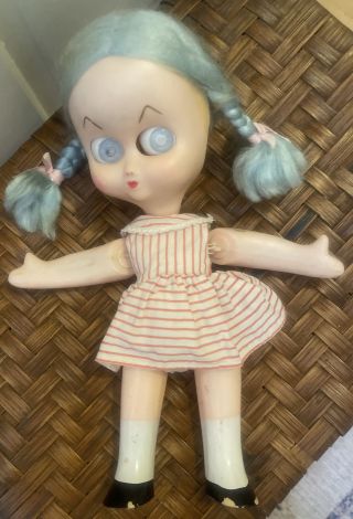 Vintage A.  D.  Sutton & Sons Doll DEDO Big Blue Moving Eyes Hong Kong 50’s - 60’s 3