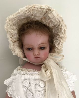 Antique Poured Wax Lucy Peck Doll With Antique Clothing 20 Inches 2