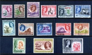 Southern Rhodesia 1953 Qeii Set Of 14 Fine To £1 Sg 78 - 91