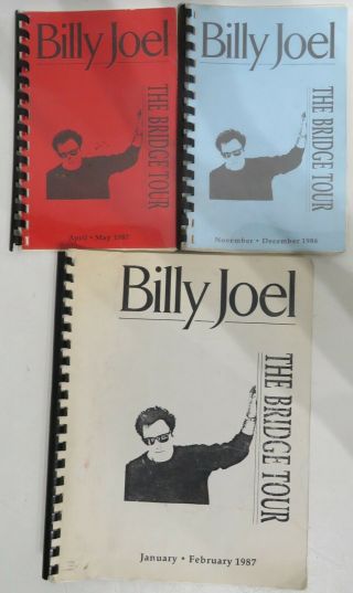 Billy Joel The Bridge Tour 1986/1987 Three Crew Schedule & Tour Books