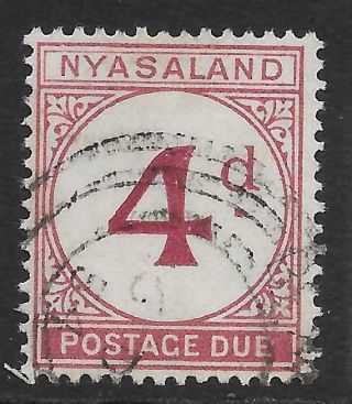Nyasaland 1950 4d.  Purple Postage Due Sg D4 (fine)