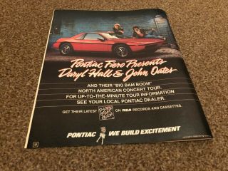 (rsmbk02) Advert/poster 12x10 " Daryl Hall & John Oates : Pontiac