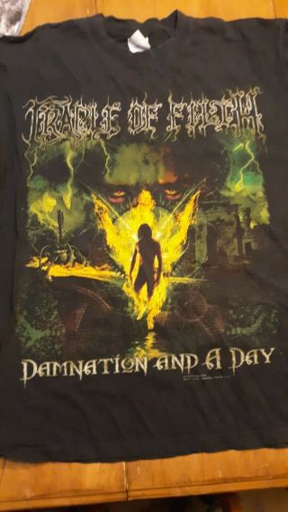 Cradle Of Filth Damnation & A Day 2003 Tour Shirt Large Blue Grape Merchandising