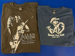 2 - Lynyrd Skynyrd Ronnie Van Zant & Allen Collins T - Shirts Size - Xl